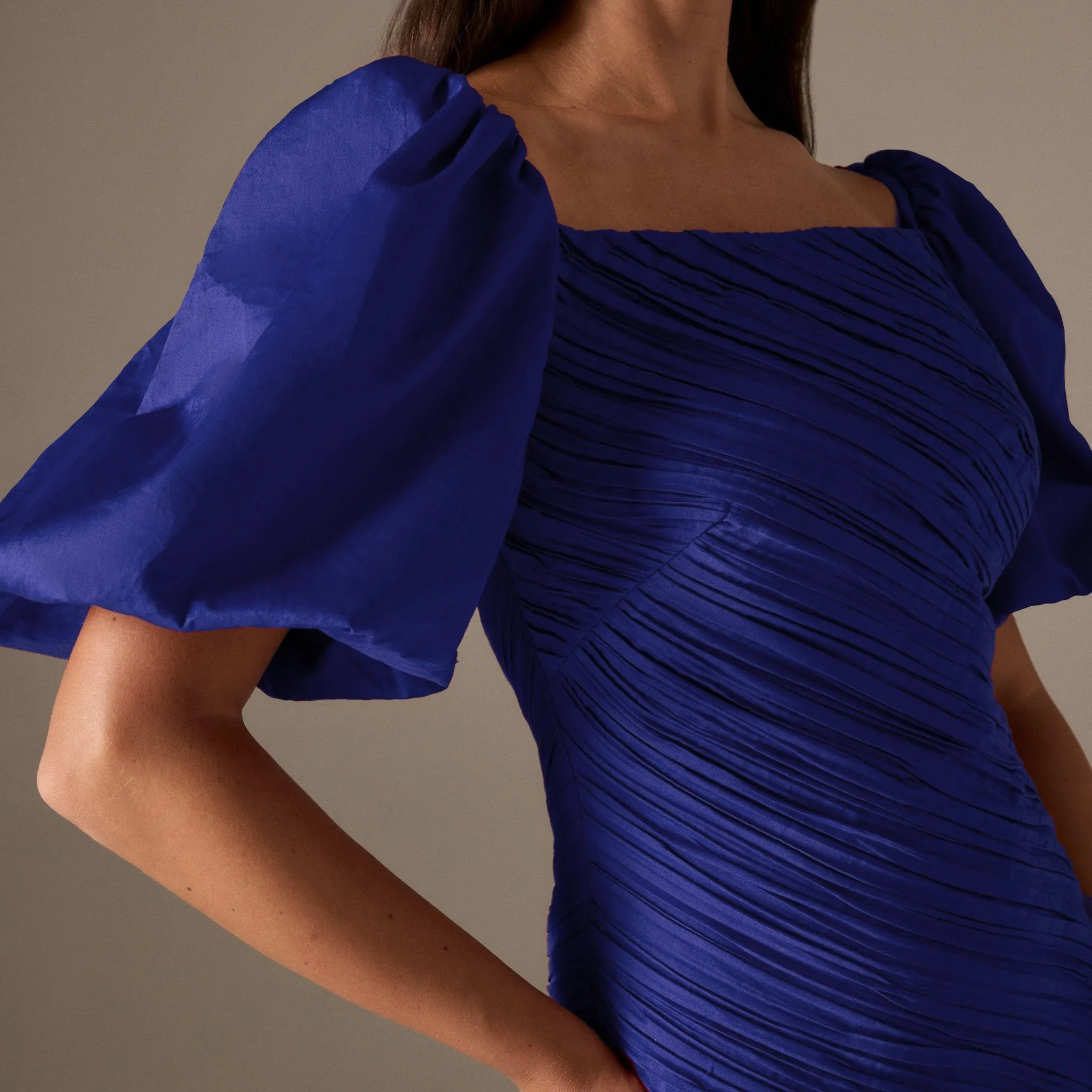 Blue Asymmetric ruffled Poplin Midi dress