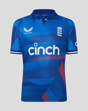 Blue England Cricket Junior Odi Replica Short Sleeve Shirt, Junior ODI Replica Shirt
