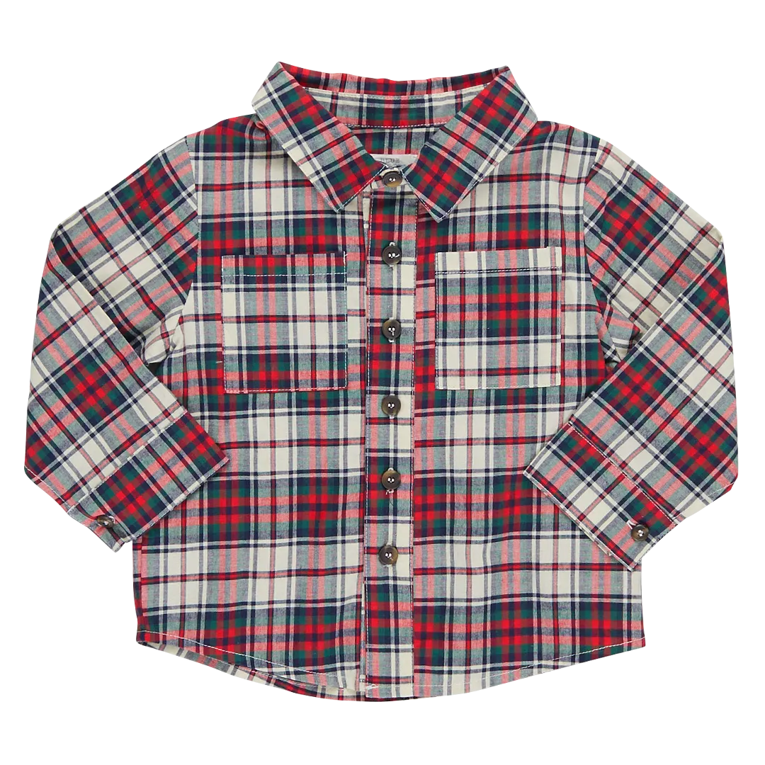 Boys Jack Shirt - Holly Tartan ||  Pink Chicken