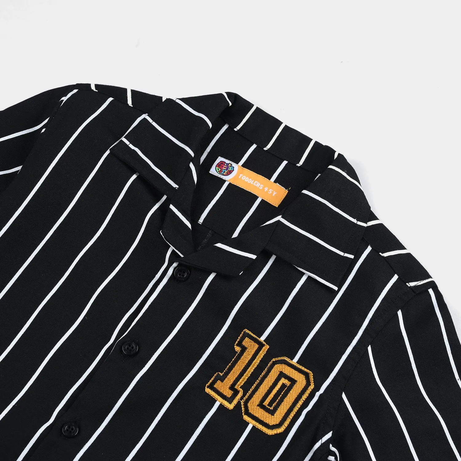 Boys Oxford Casual Shirt (Base Ball)-BLACK
