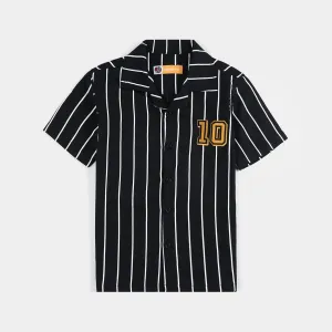 Boys Oxford Casual Shirt (Base Ball)-BLACK