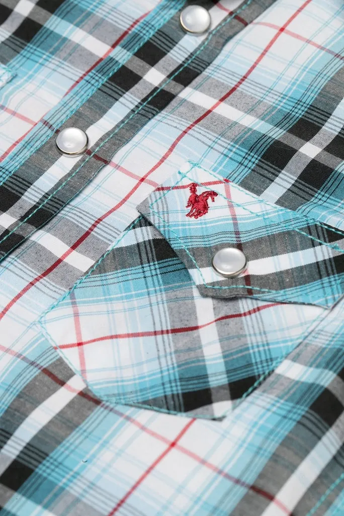 Boy's Western Pearl Snap Button Plaid Shirt -PS400K-493