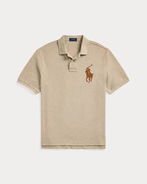 Branded Classic Fit Leather- Mesh Polo Shirt