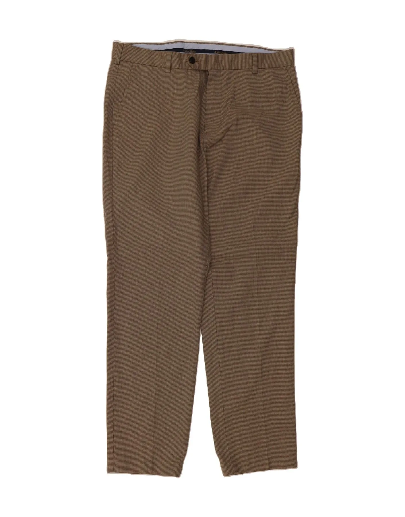 BROOKS BROTHERS Mens Tailored Fit Suit Trousers W34 L30 Brown Houndstooth