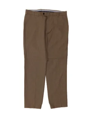 BROOKS BROTHERS Mens Tailored Fit Suit Trousers W34 L30 Brown Houndstooth