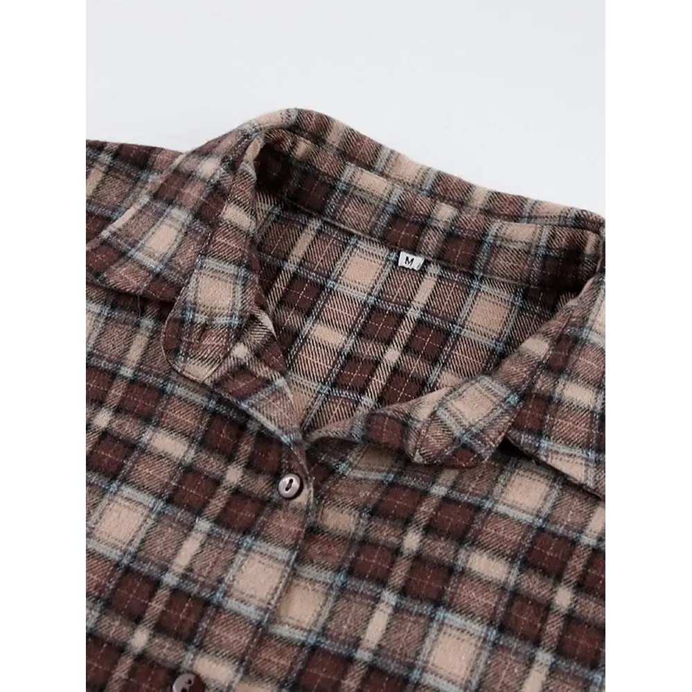 Brown Plaid Shirt in Dark Academia Aesthetic for Scholarly Elegance