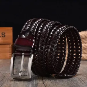 Brown Woven Leather Belt