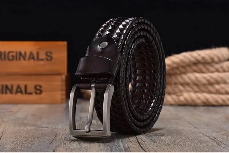 Brown Woven Leather Belt