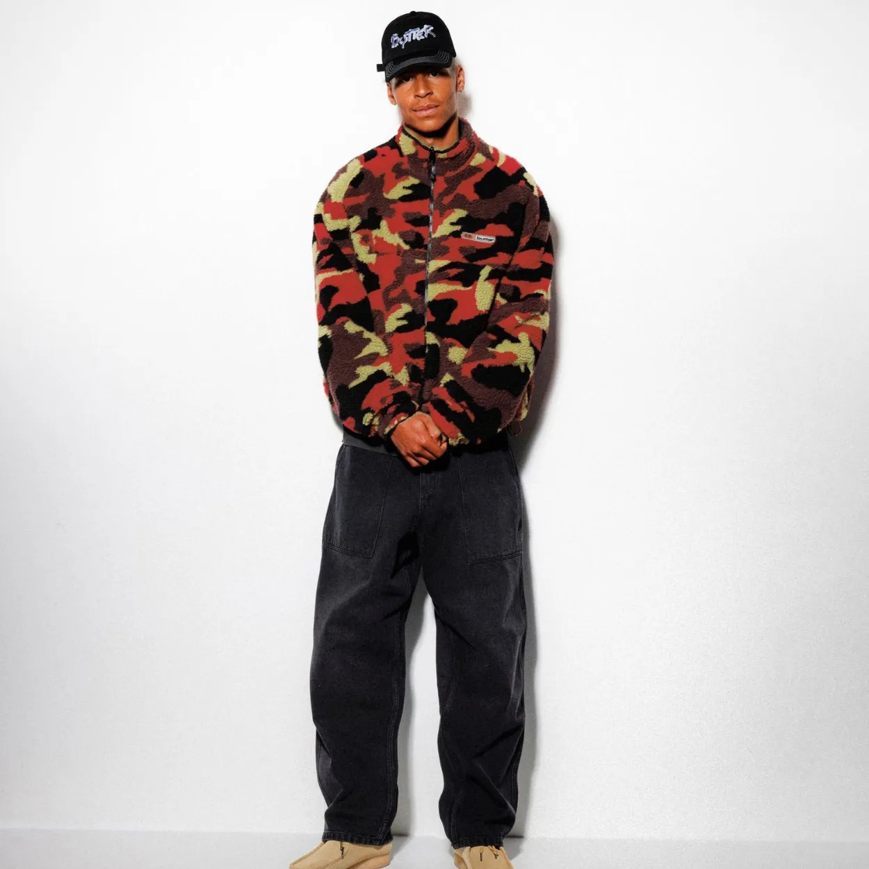 Butter Goods Camo Sherpa Jacket | Red