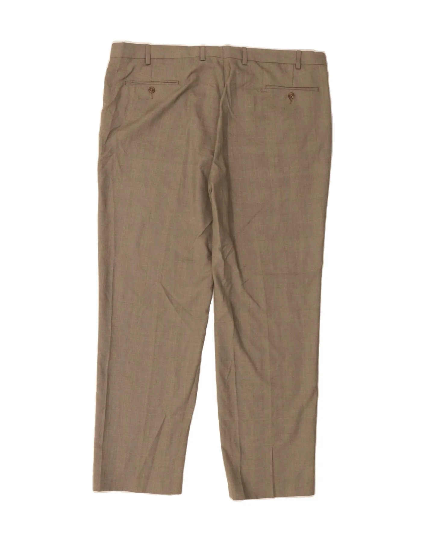 CHAPS Mens Straight Suit Trousers W42 L32 Beige Houndstooth Polyester