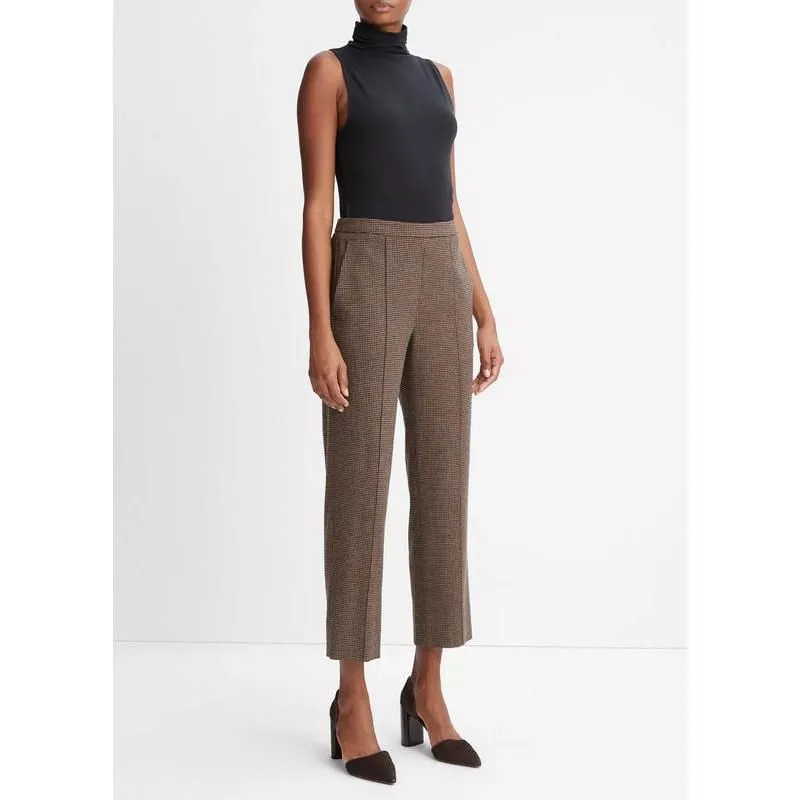 Chic Houndstooth High-Waist Trousers for Women