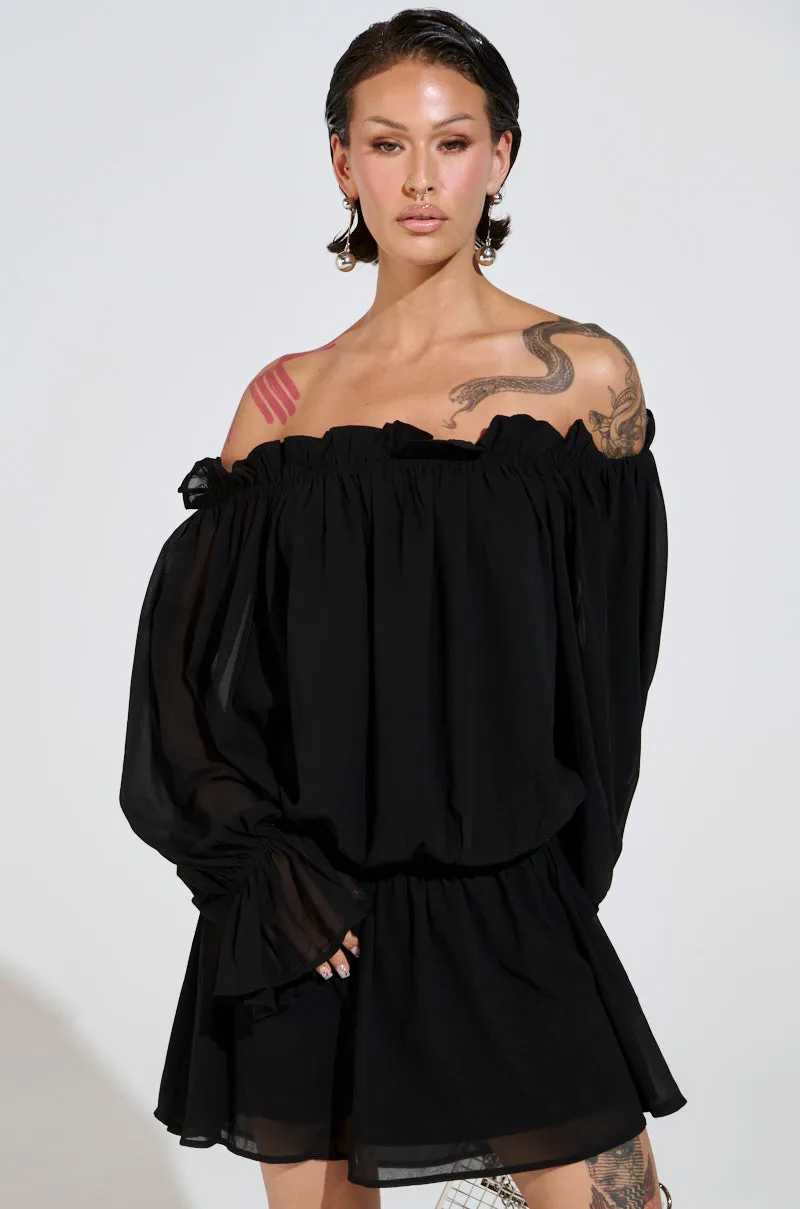 CHLOE MESH OFF THE SHOULDER MINI DRESS