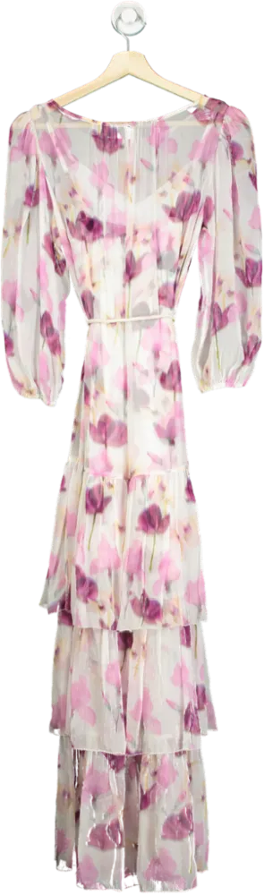 Christy Lynn Multi-Coloured Floral Silk Maxi Dress UK XS