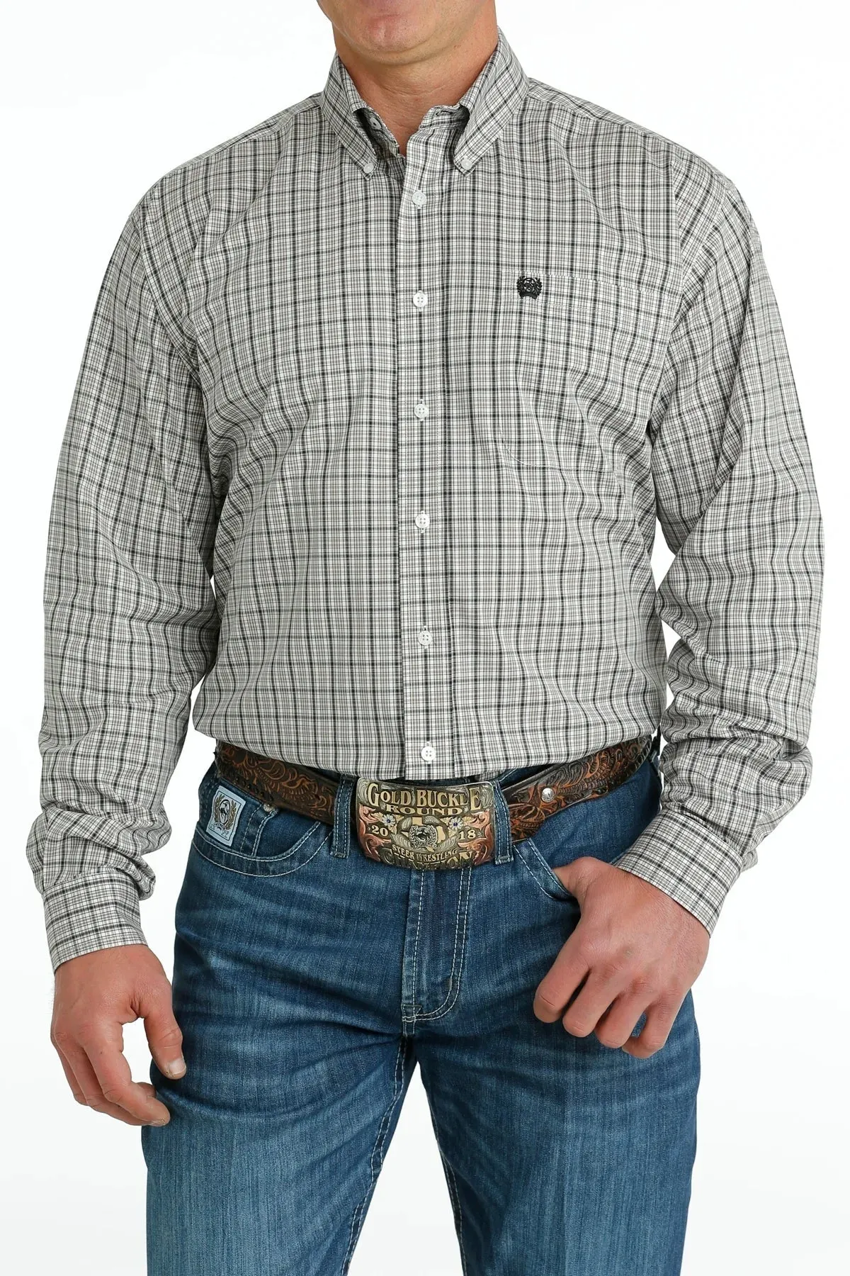Cinch Men's Shirt 'Classic Fit' - Plaid White