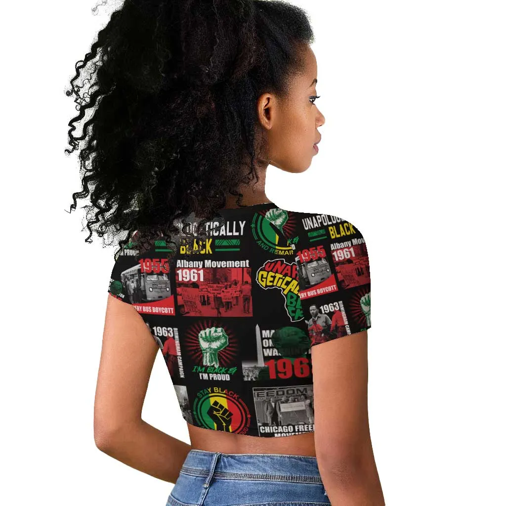 Civil Rights Movement Raglan Cropped T shirt Poster Art Black Pride DT02