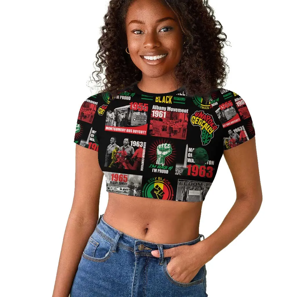 Civil Rights Movement Raglan Cropped T shirt Poster Art Black Pride DT02