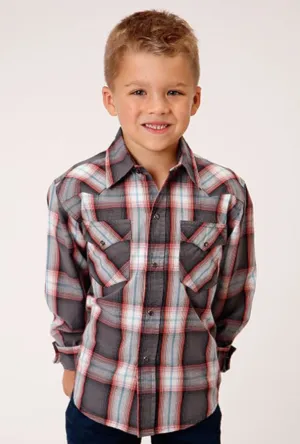 CL03-030-0062-4031 Gry/Red Boys L/S Shirt Slate Combre