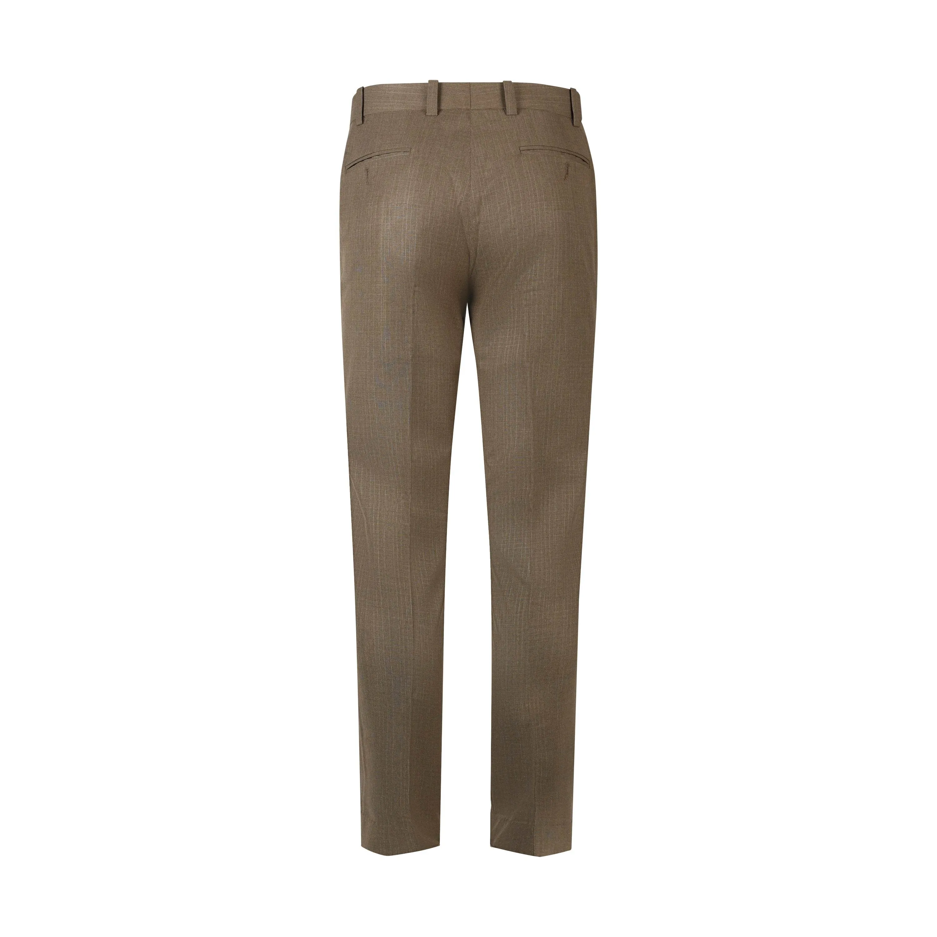 Classic Elegance Checked Men's Brown Formal Trousers with Button Closure