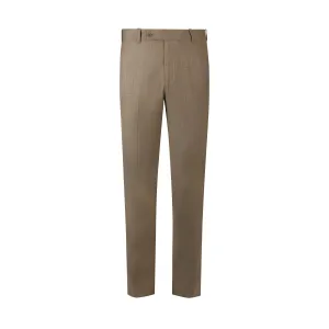 Classic Elegance Checked Men's Brown Formal Trousers with Button Closure