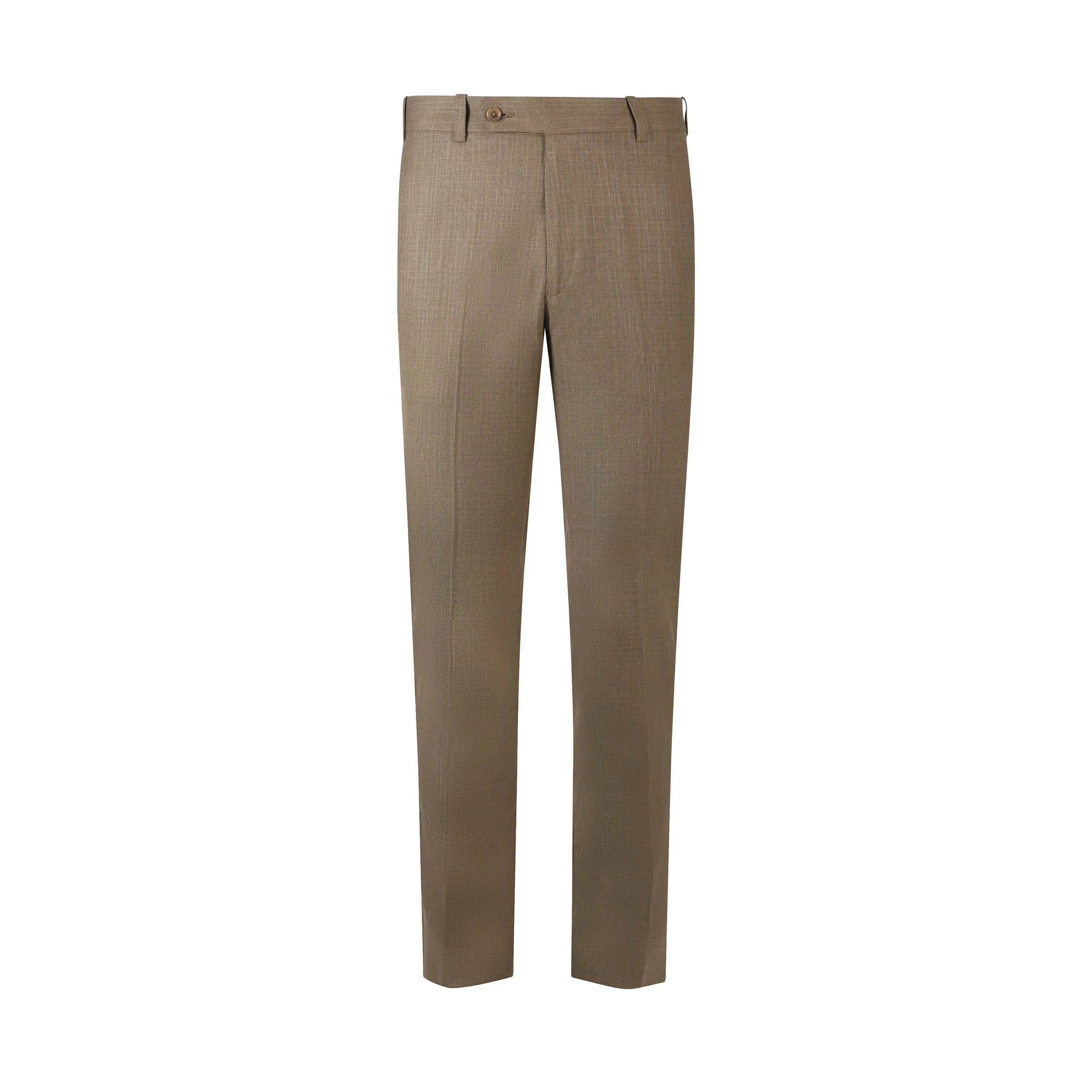 Classic Elegance Checked Men's Brown Formal Trousers with Button Closure