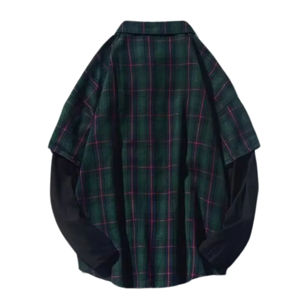 Classic Fake Two-Piece Check Shirt