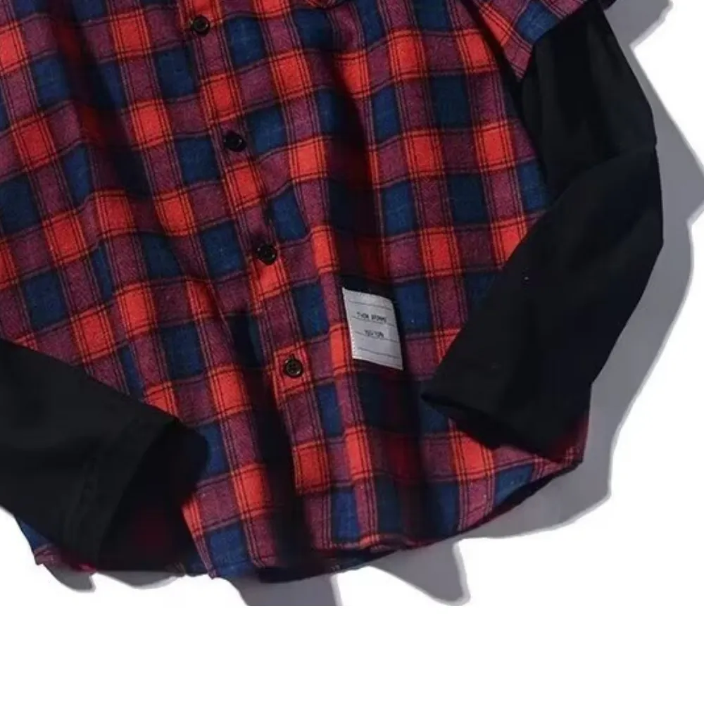Classic Fake Two-Piece Check Shirt