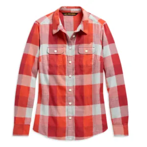 CLEARANCE - Women's Harley Davidson Vintage Eagle Plaid Shirt - 99124-20VW