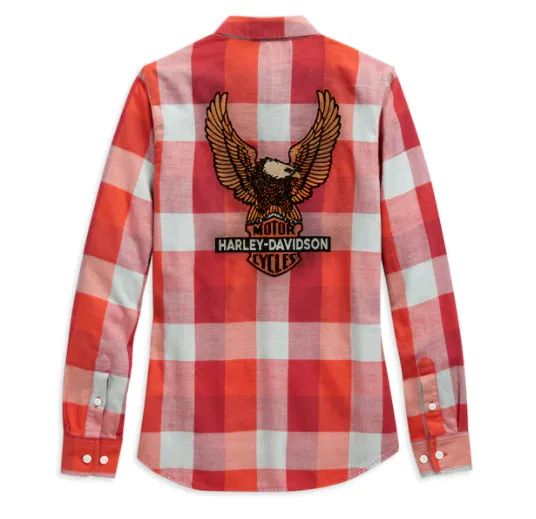 CLEARANCE - Women's Harley Davidson Vintage Eagle Plaid Shirt - 99124-20VW