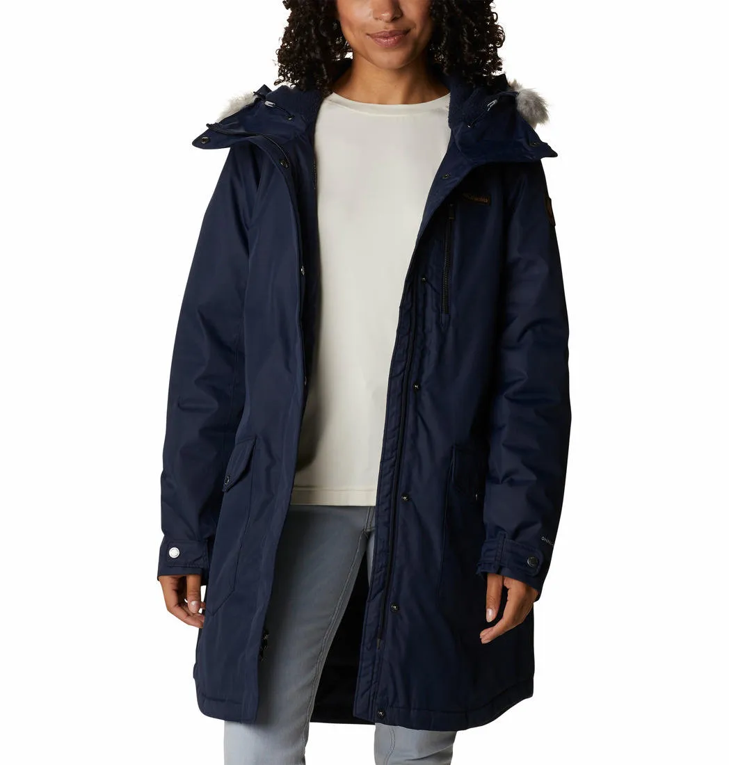 Columbia Women Navy Blue Suttle Mountain Long Insulated Jacket