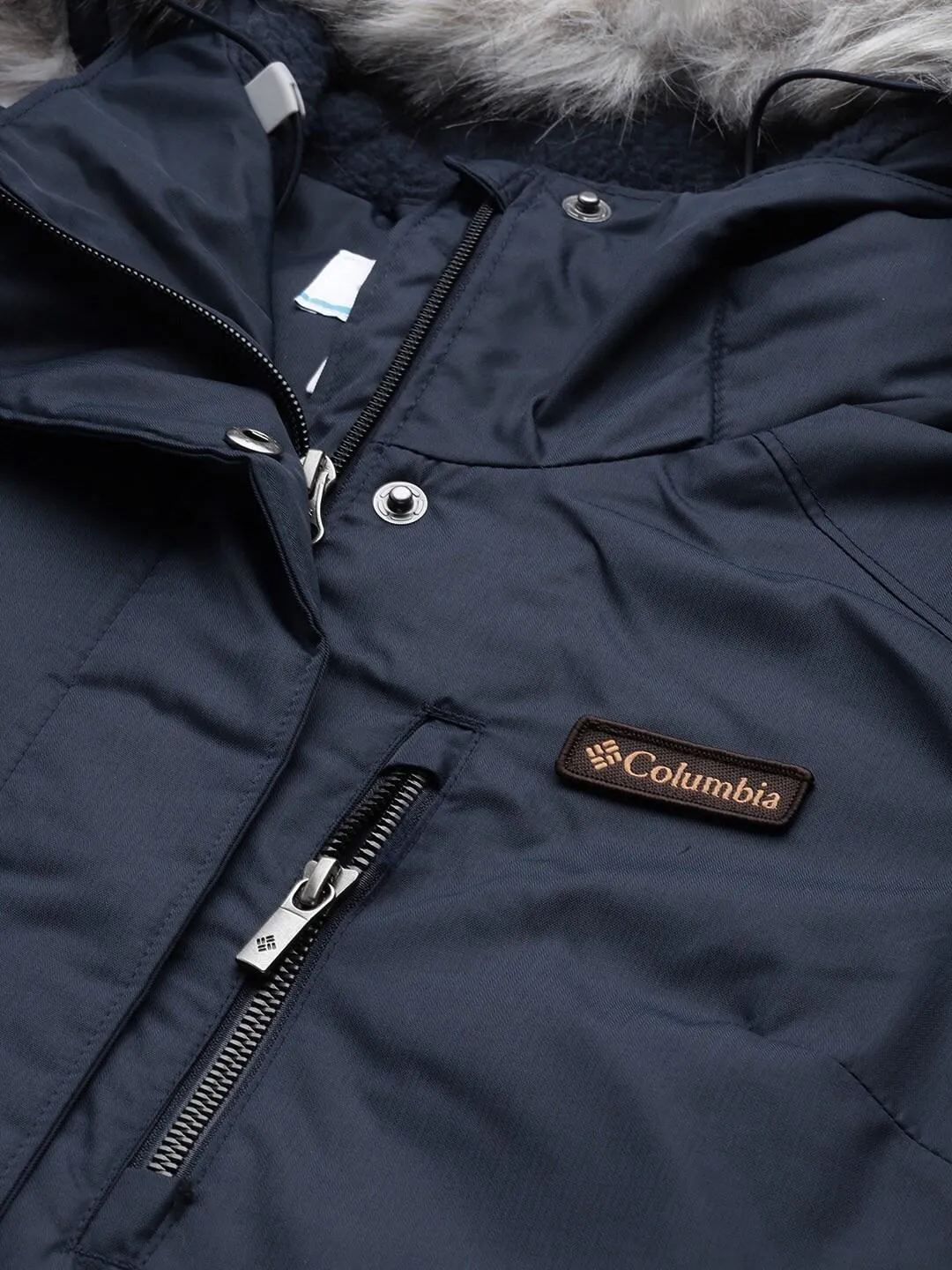 Columbia Women Navy Blue Suttle Mountain Long Insulated Jacket