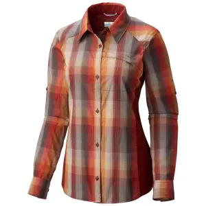 Columbia Women Red Silver Ridge Plaid II Long Sleeve Shirt
