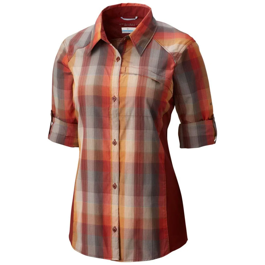 Columbia Women Red Silver Ridge Plaid II Long Sleeve Shirt