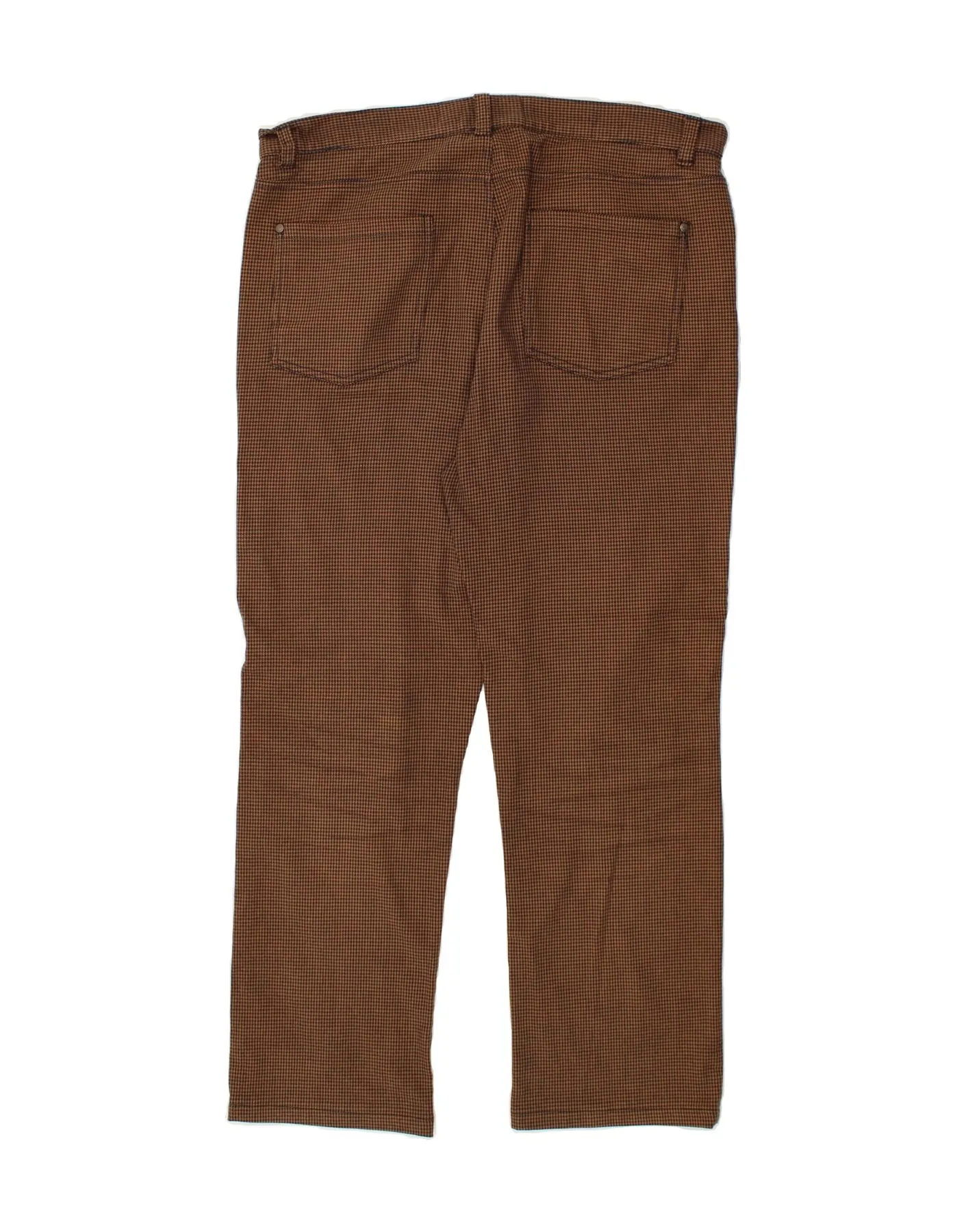 COTTON TRADERS Mens Straight Casual Trousers W36 L30 Brown Houndstooth