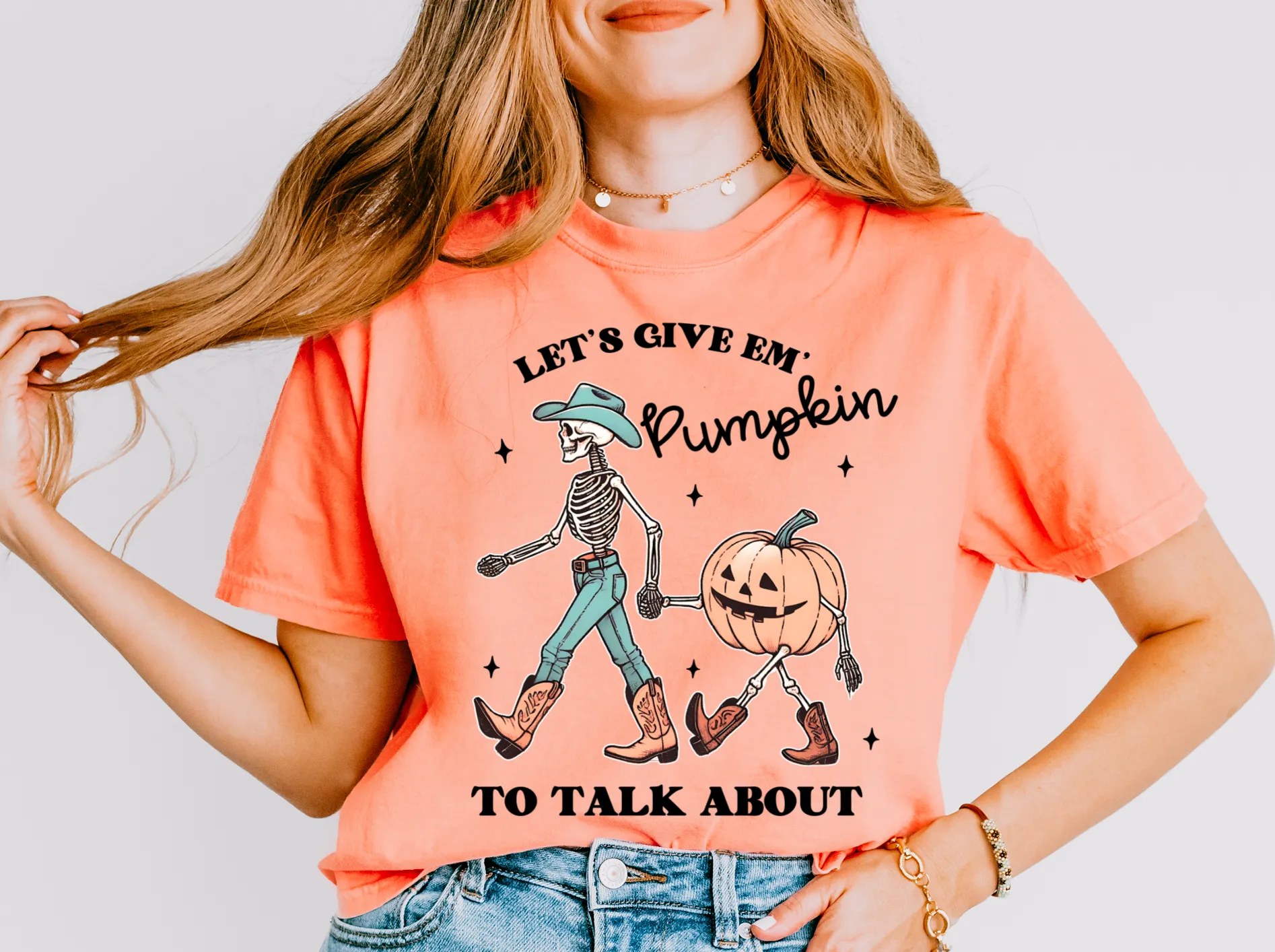 Cropped Comfort Colors Let's Give Em Pumpkin to Talk About  Shirt/ Adult Sizes/ Halloween shirt