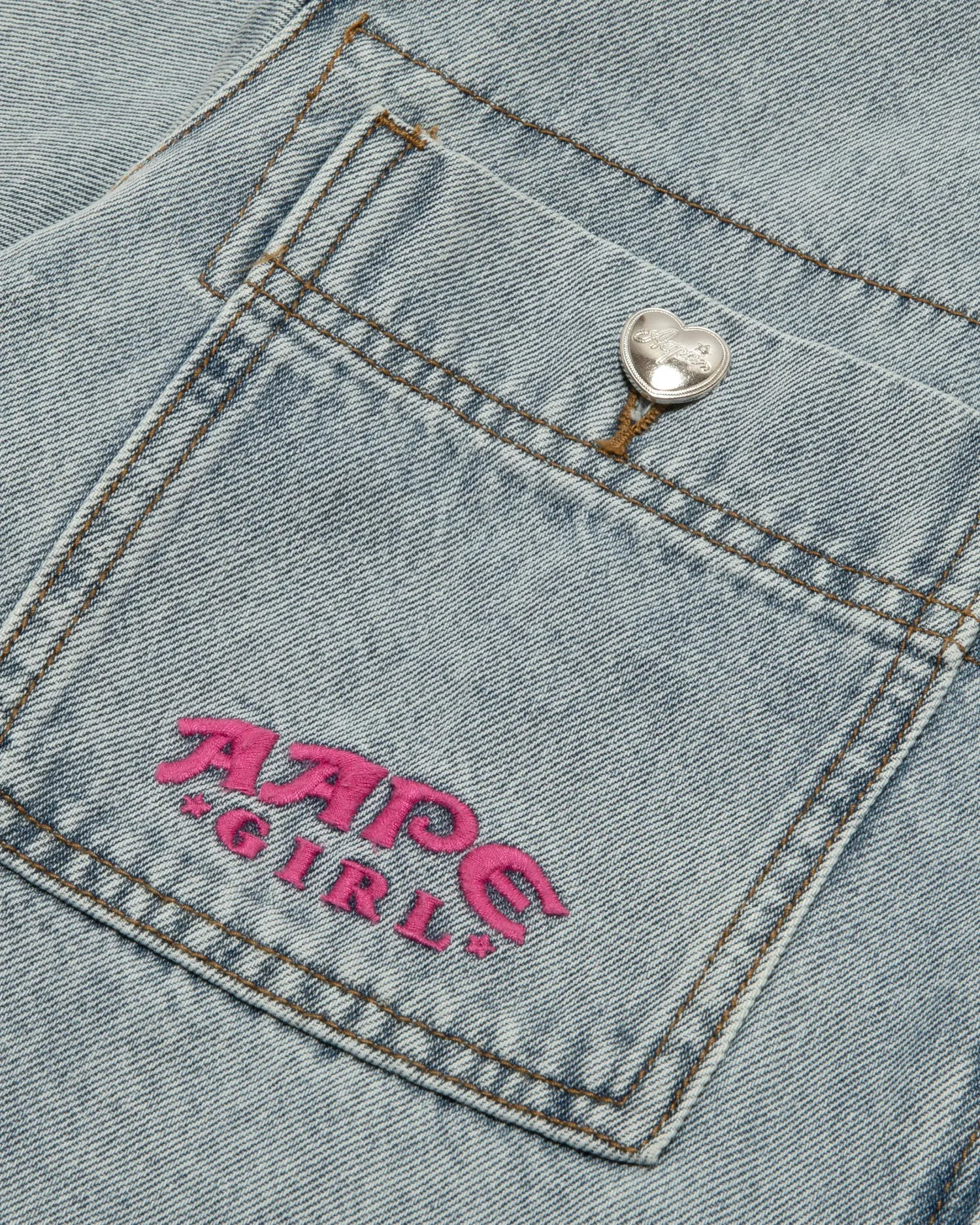 Cropped zip-up denim shirt