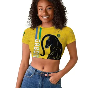 Custom Gabon Football Raglan Cropped T shirt Go Champions - Yellow Ver LT15
