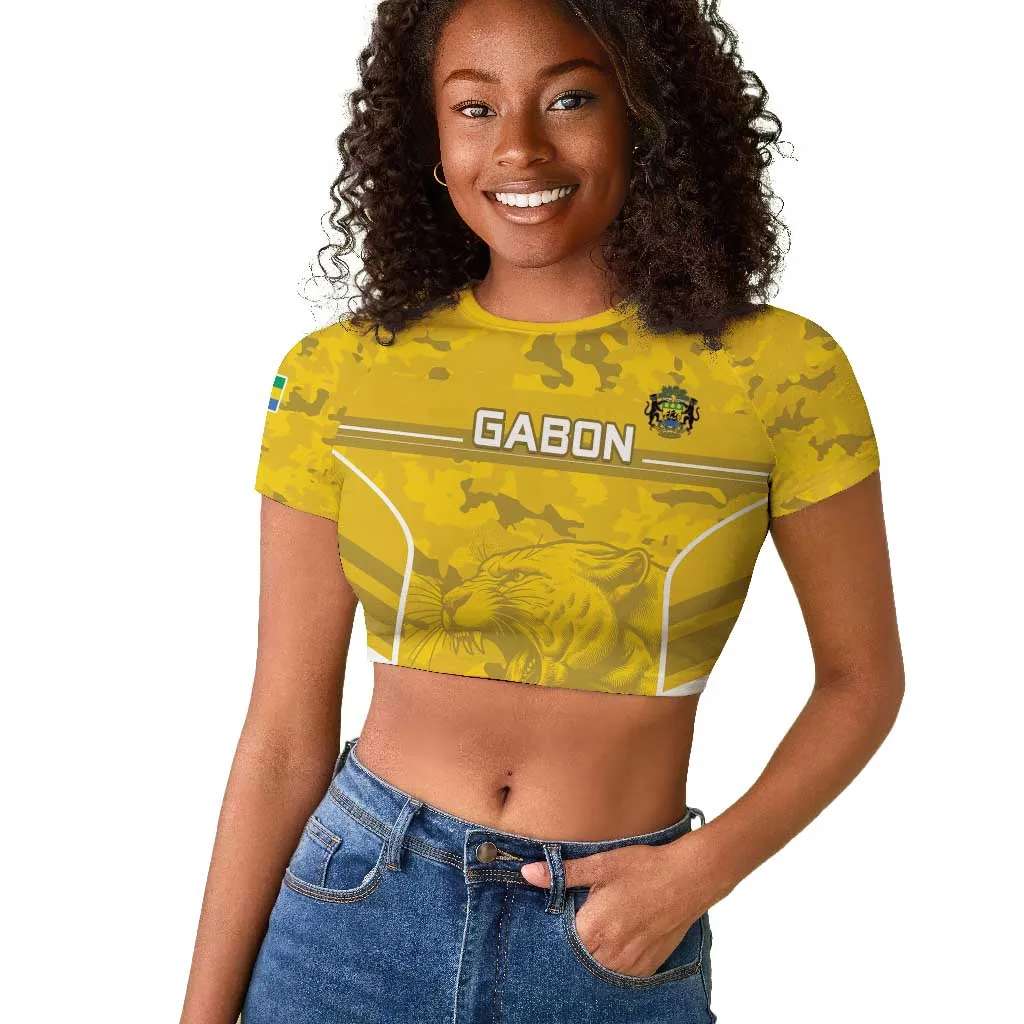 Custom Gabon Football Raglan Cropped T shirt Go Les Pantheres LT15