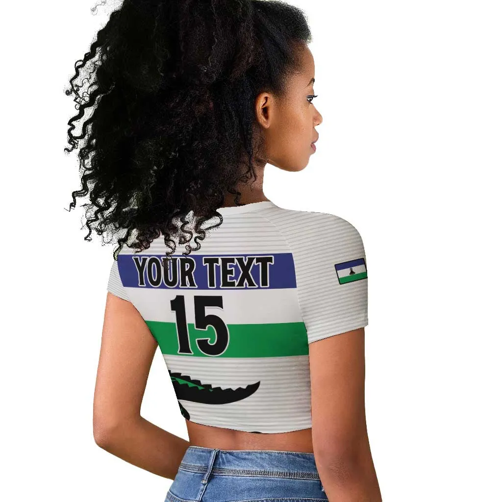 Custom Lesotho Football Raglan Cropped T shirt Go Likuena Go LT15