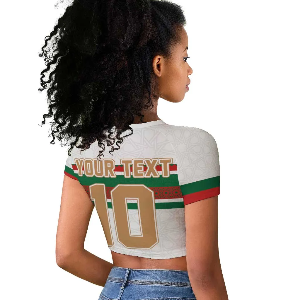 Custom Moroccan Football Raglan Cropped T shirt The Hunt of Atlas Lions LT03