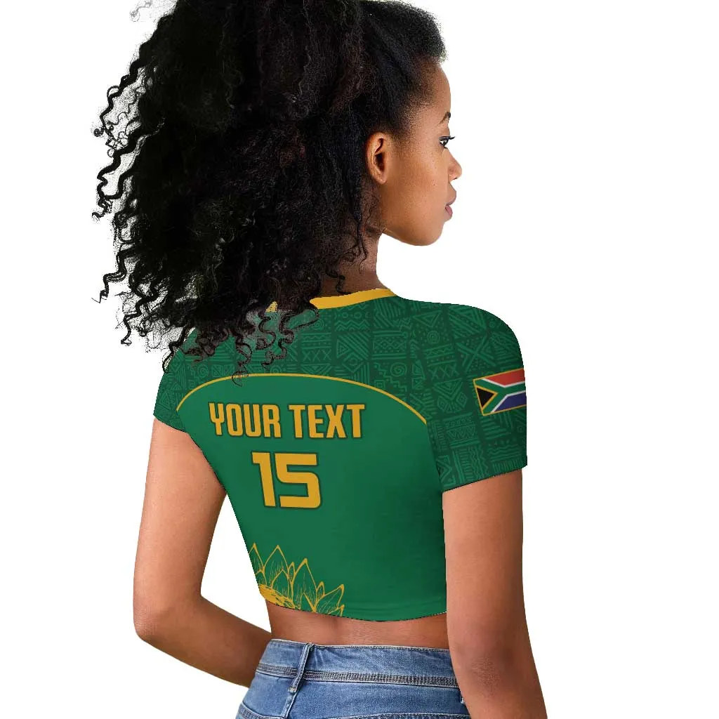 Custom South Africa Raglan Cropped T shirt Lion Mascot Proteas Cricket LT15
