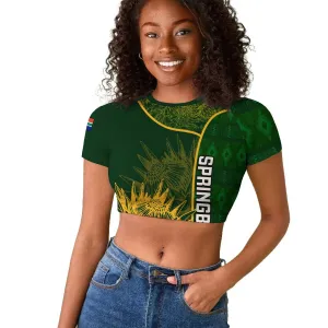 Custom South Africa Rugby Raglan Cropped T shirt Go Champions Springboks Flower LT14