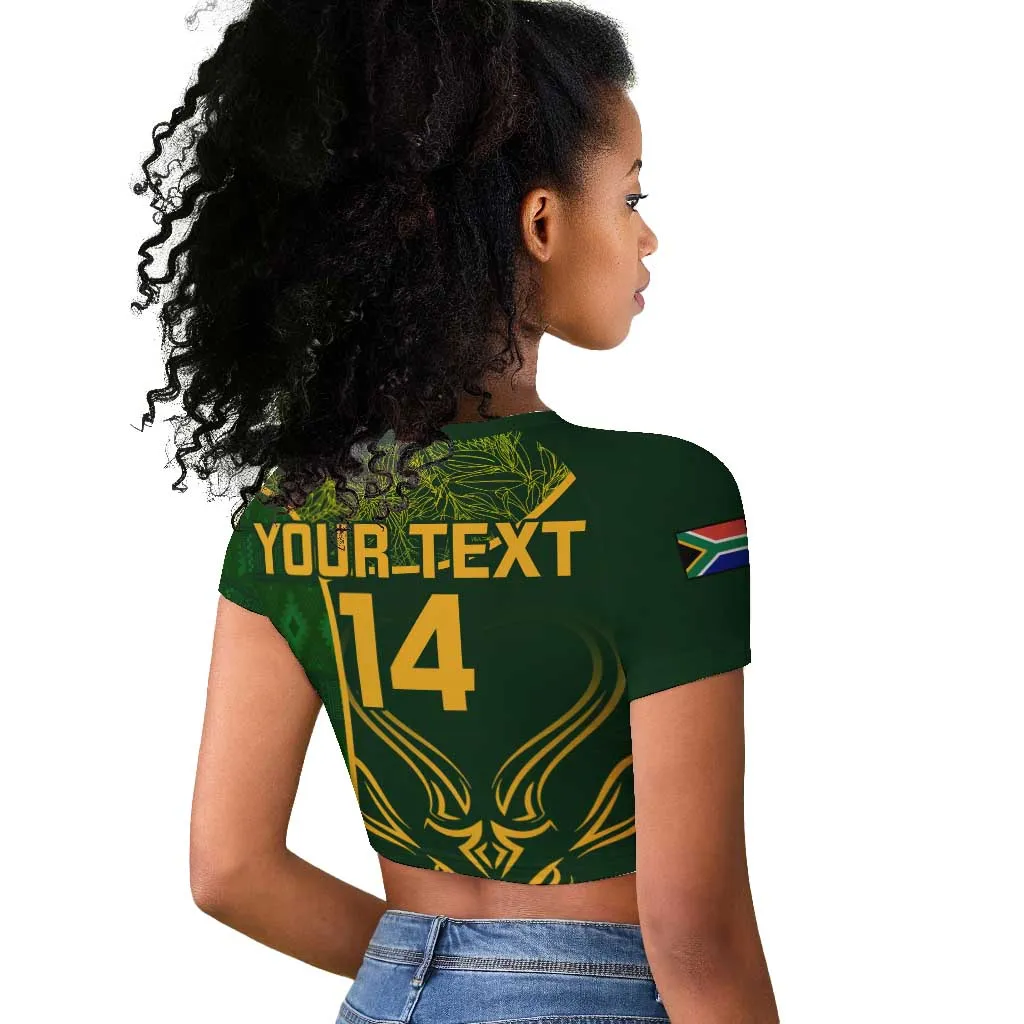 Custom South Africa Rugby Raglan Cropped T shirt Go Champions Springboks Flower LT14