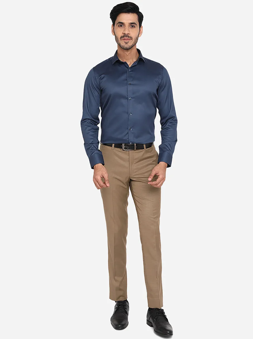 Dark Blue Solid Slim Fit Party Wear Shirt | Wyre