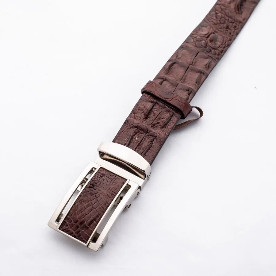 Dark Brown Backbone Crocodile Leather Belt