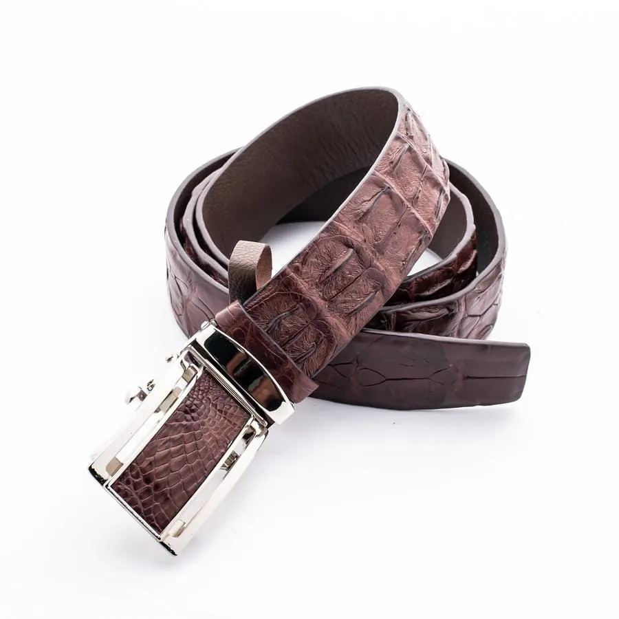 Dark Brown Backbone Crocodile Leather Belt