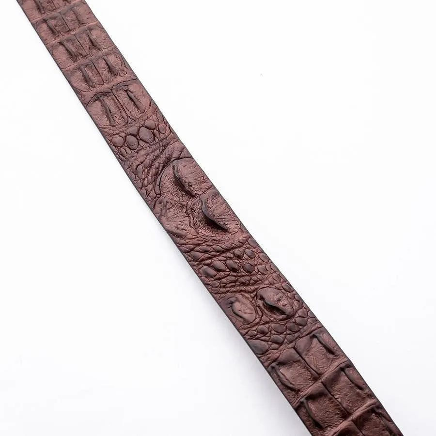 Dark Brown Backbone Crocodile Leather Belt