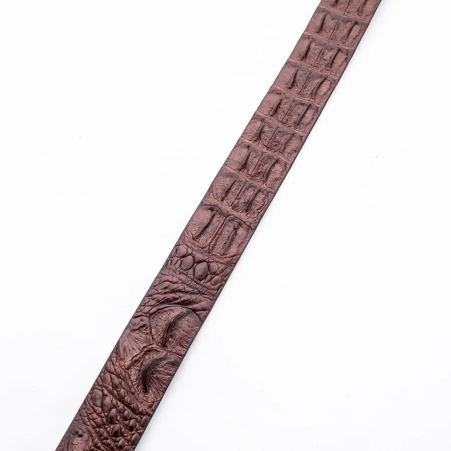 Dark Brown Backbone Crocodile Leather Belt