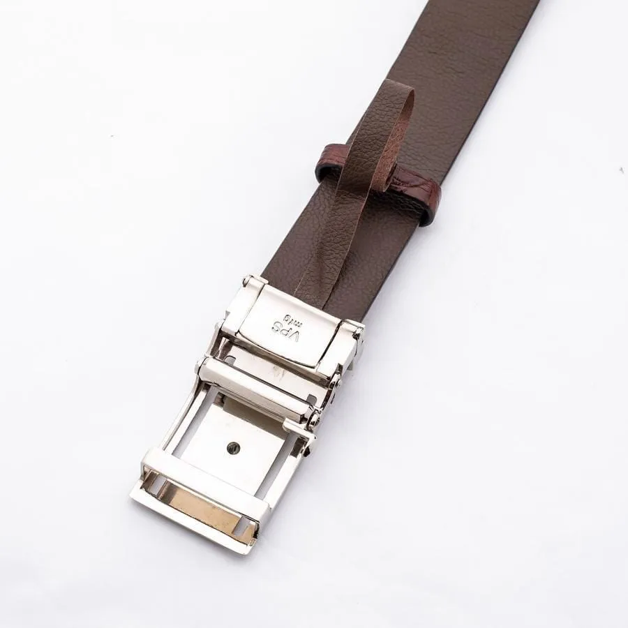 Dark Brown Backbone Crocodile Leather Belt