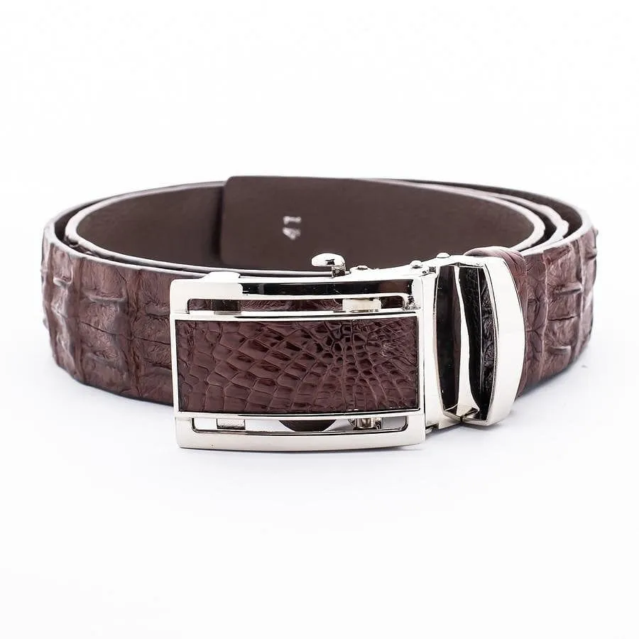 Dark Brown Backbone Crocodile Leather Belt
