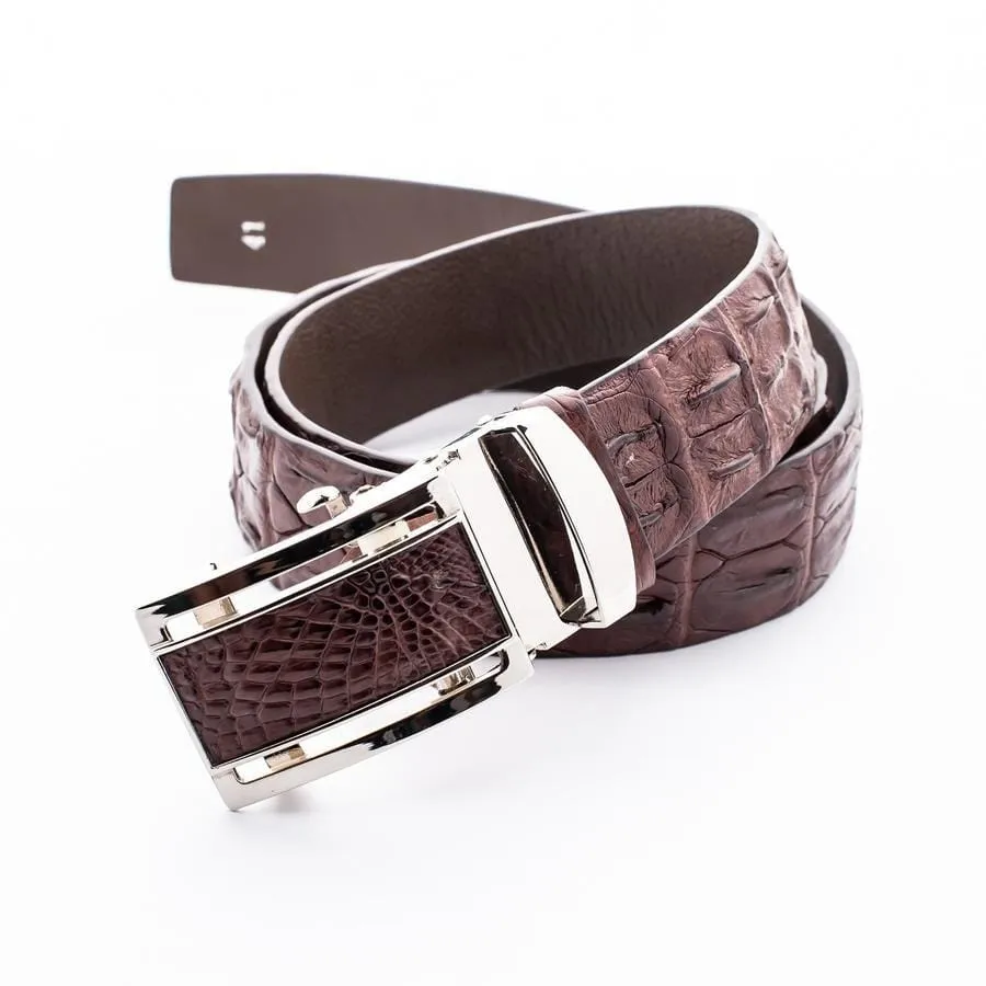 Dark Brown Backbone Crocodile Leather Belt